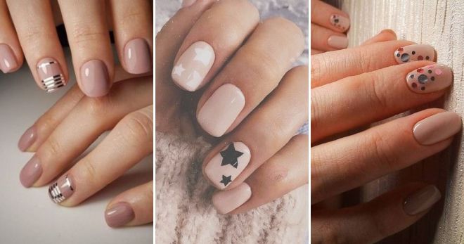 Delicate nude manicure for short nails options