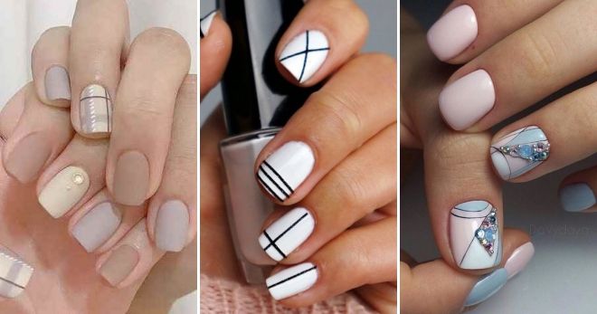 Gentle manicure for short nails - idea geometry
