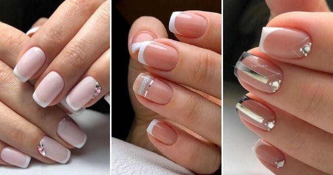 Delicate french manicure on short nails
