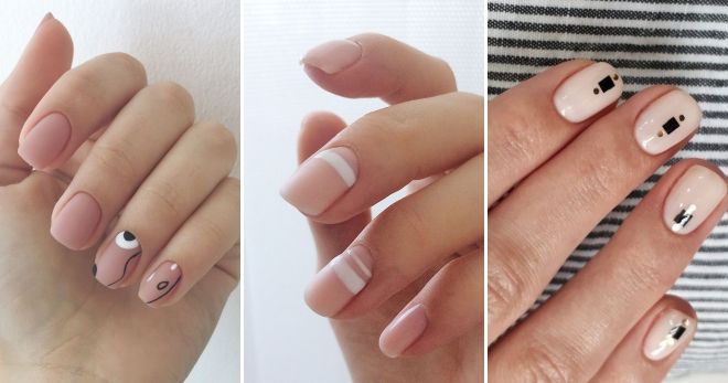 Delicate manicure for short nails - minimalism