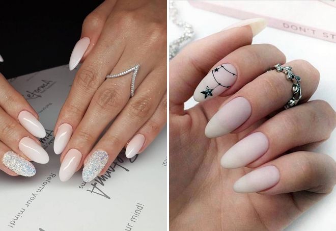 Milk manicure for long nails