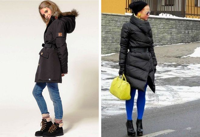 черная женская зимняя куртка с чем носить