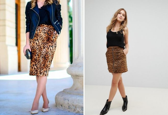 леопардовая юбка с карманами