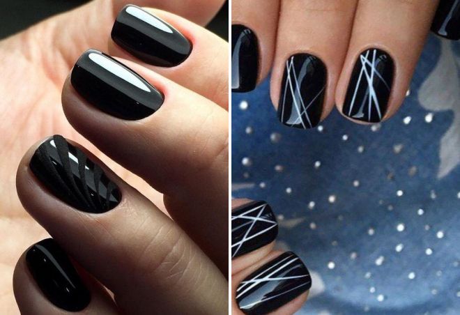 black manicure 2017 for short nails