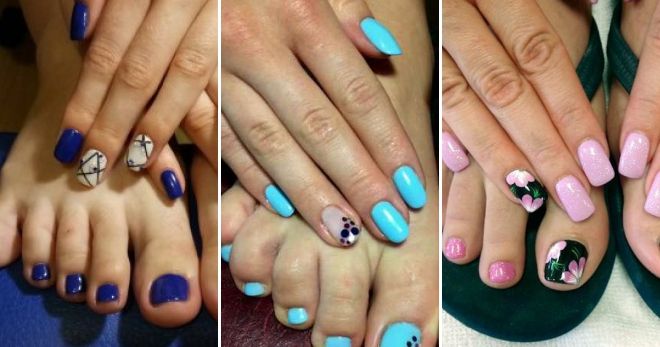 Manicure and pedicure in marine style fashion