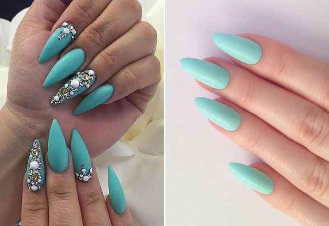turquoise manicure 2018 on long nails