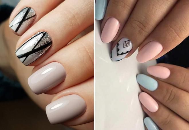 Manicure 2019 light colors and geometry