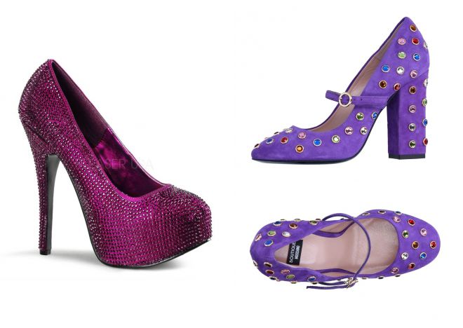 С чем носить фиолетовые туфли на каблуке