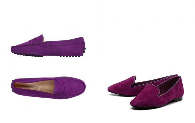 фиолетовые туфли без каблука