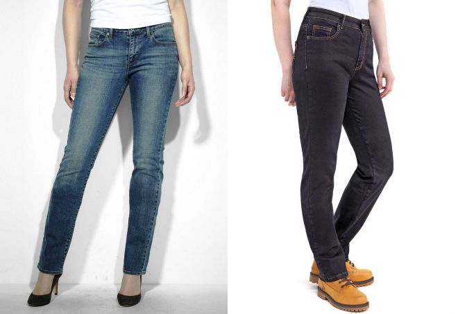женские классические прямые джинсы