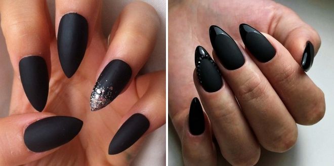 black matte pointy nails