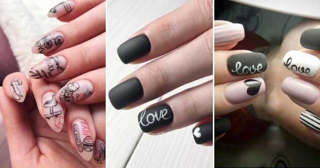 Drawings on nails lettering ideas