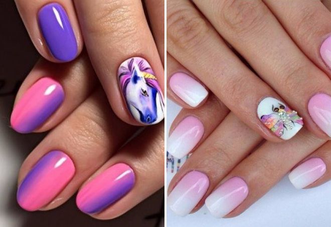 ombre manicure 2017 with a pattern