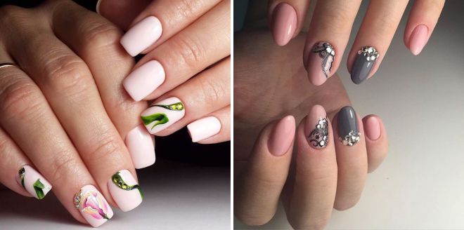manicure with rhinestones 2018 and a pattern