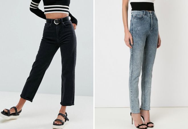 прямые джинсы с высокой талией