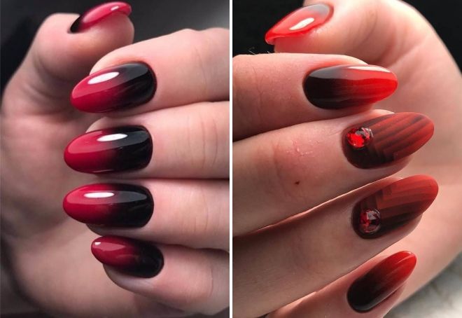 red and black ombre manicure