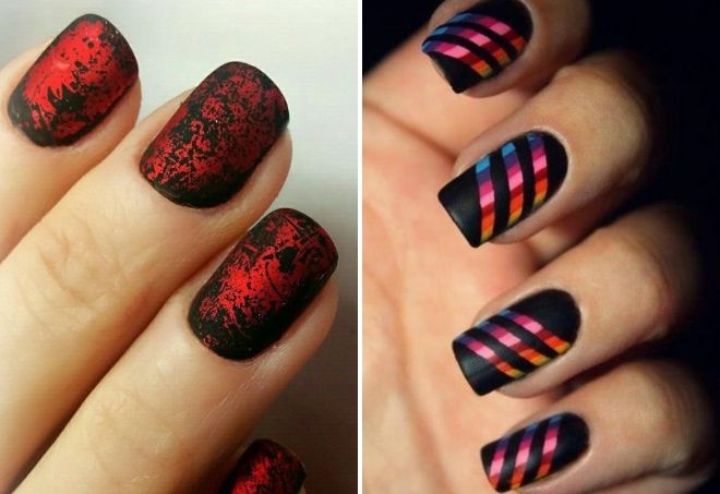 black nails with red foil