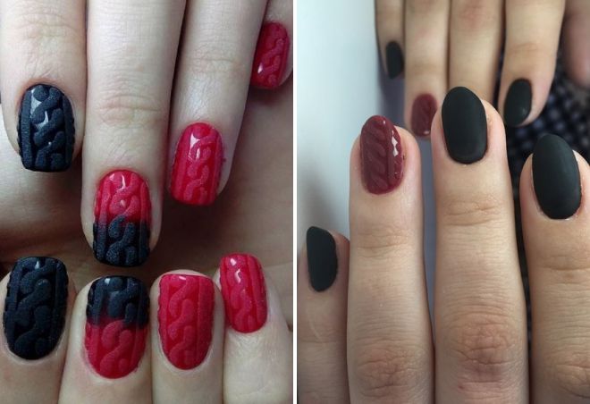 beautiful black and red manicure