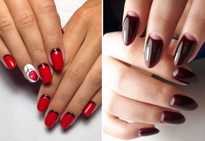 red manicure with holes