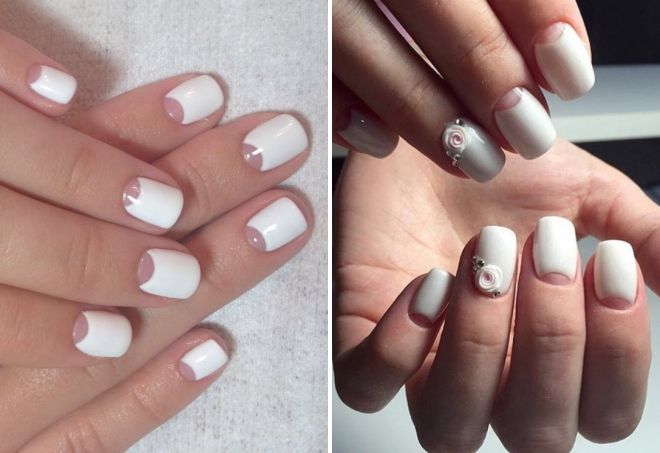 white manicure with holes