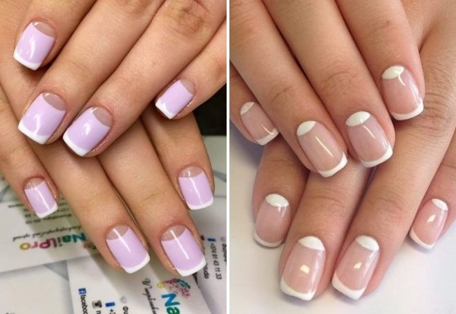 French manicure with holes