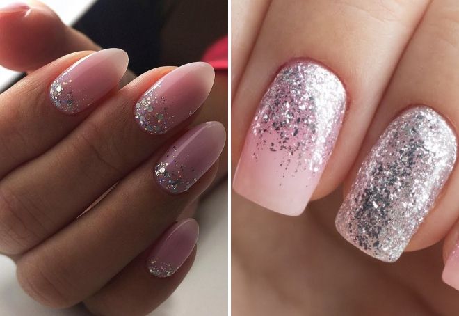 pink glitter manicure