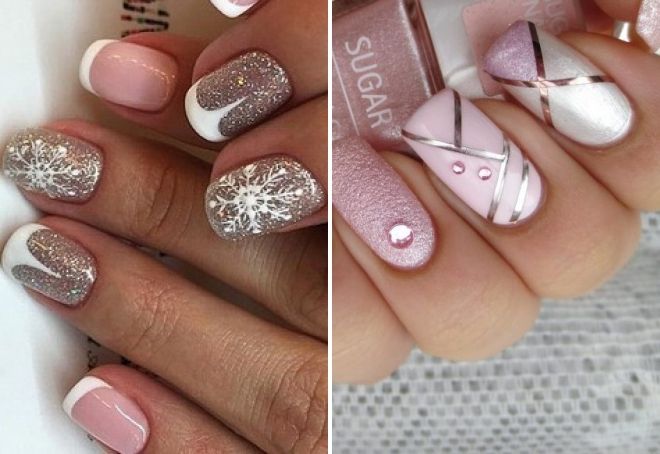 original pink manicure with silver