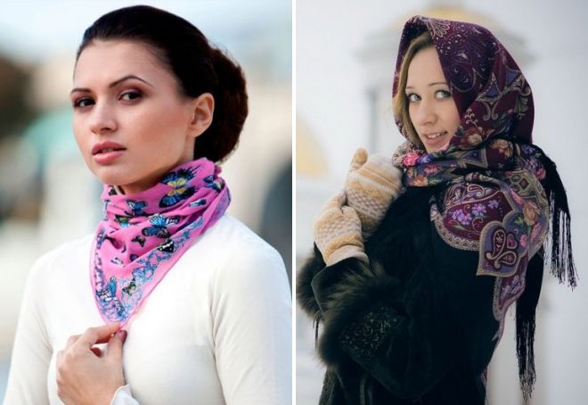 Как правильно носить шарф на голове с пальто