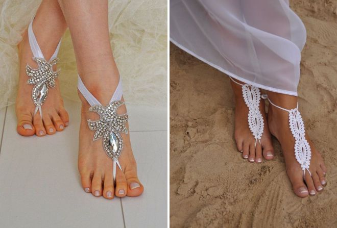 обувь к свадебному пляжному платью