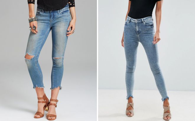 джинсы с рваным низом