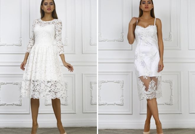 белое кружевное платье миди