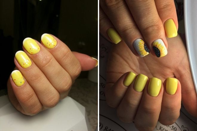 yellow manicure for short nails 2019