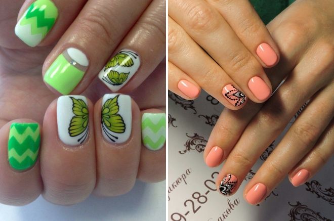 manicure for short nails summer 2019 with a pattern