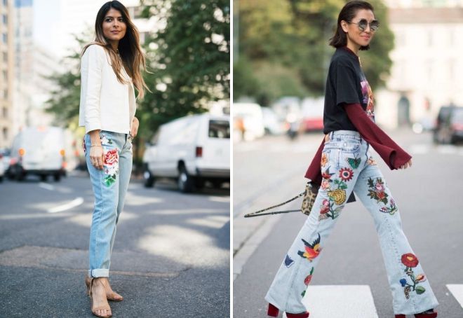 модные женские джинсы 2019 с вышивкой