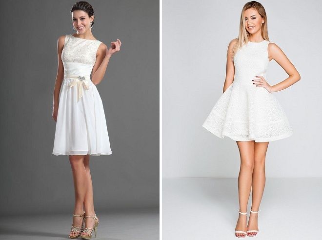 красивое белое коктейльное платье