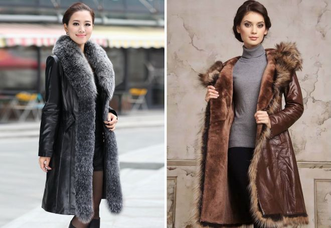 стильное зимнее пальто с мехом