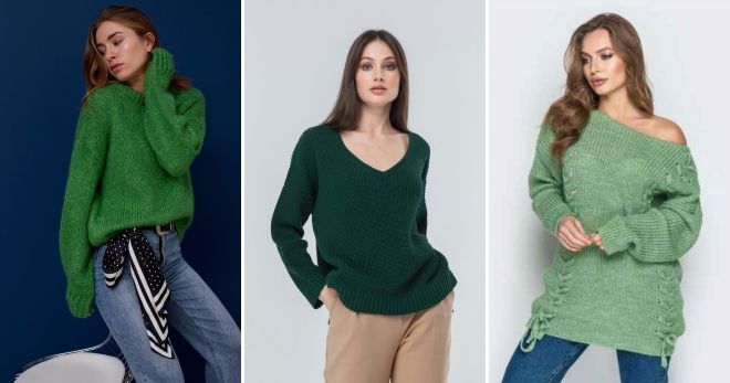 Зеленый свитер оверсайз идеи