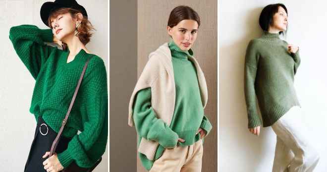 Зеленый кашемировый свитер