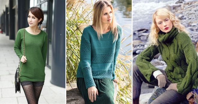 С чем носить зеленый свитер стиль