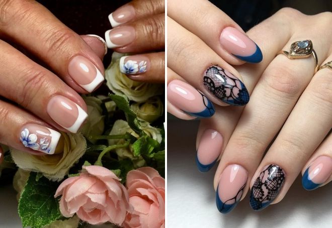 french on nails with a pattern 2020