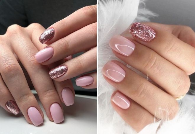 delicate manicure with sparkles 2020