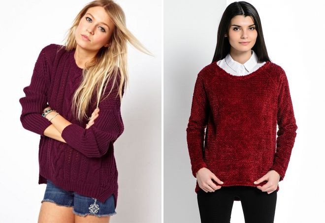 женский бордовый свитер