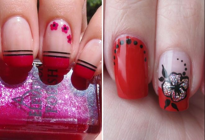 manicure red jacket with a pattern