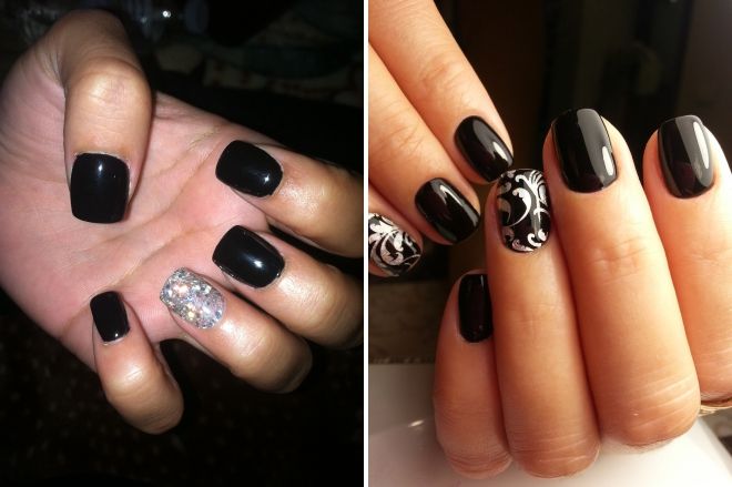 black and silver manicure for short nails