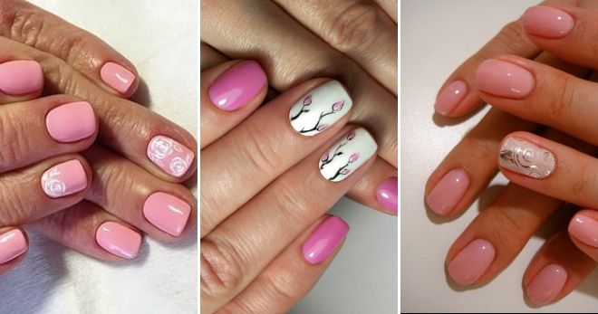 Дизайн розовых коротких ногтей мода