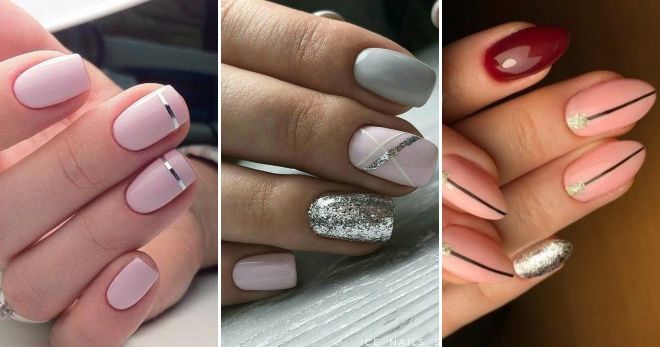 Дизайн ногтей розовый с серебром минимализм