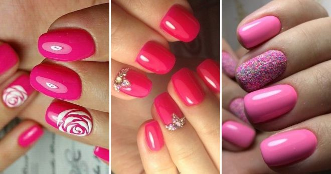 Неоновый розовый дизайн ногтей
