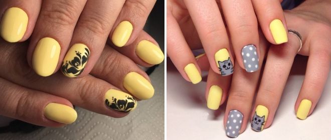 дизайн ногтей на желтые короткие ногти