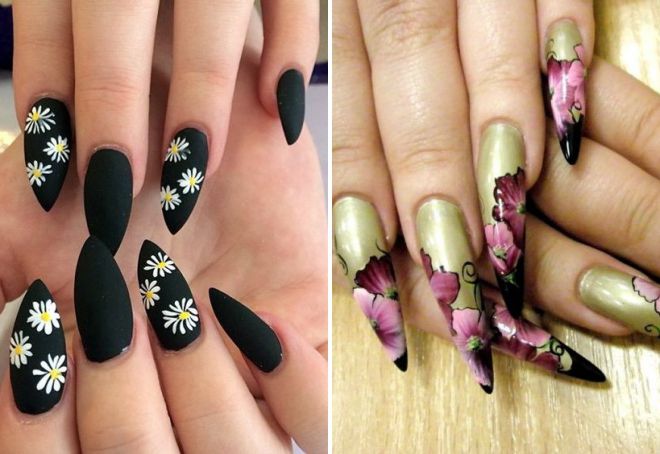 маникюр с цветами на ногтях