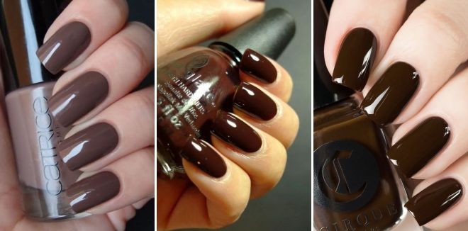 Solid brown manicure